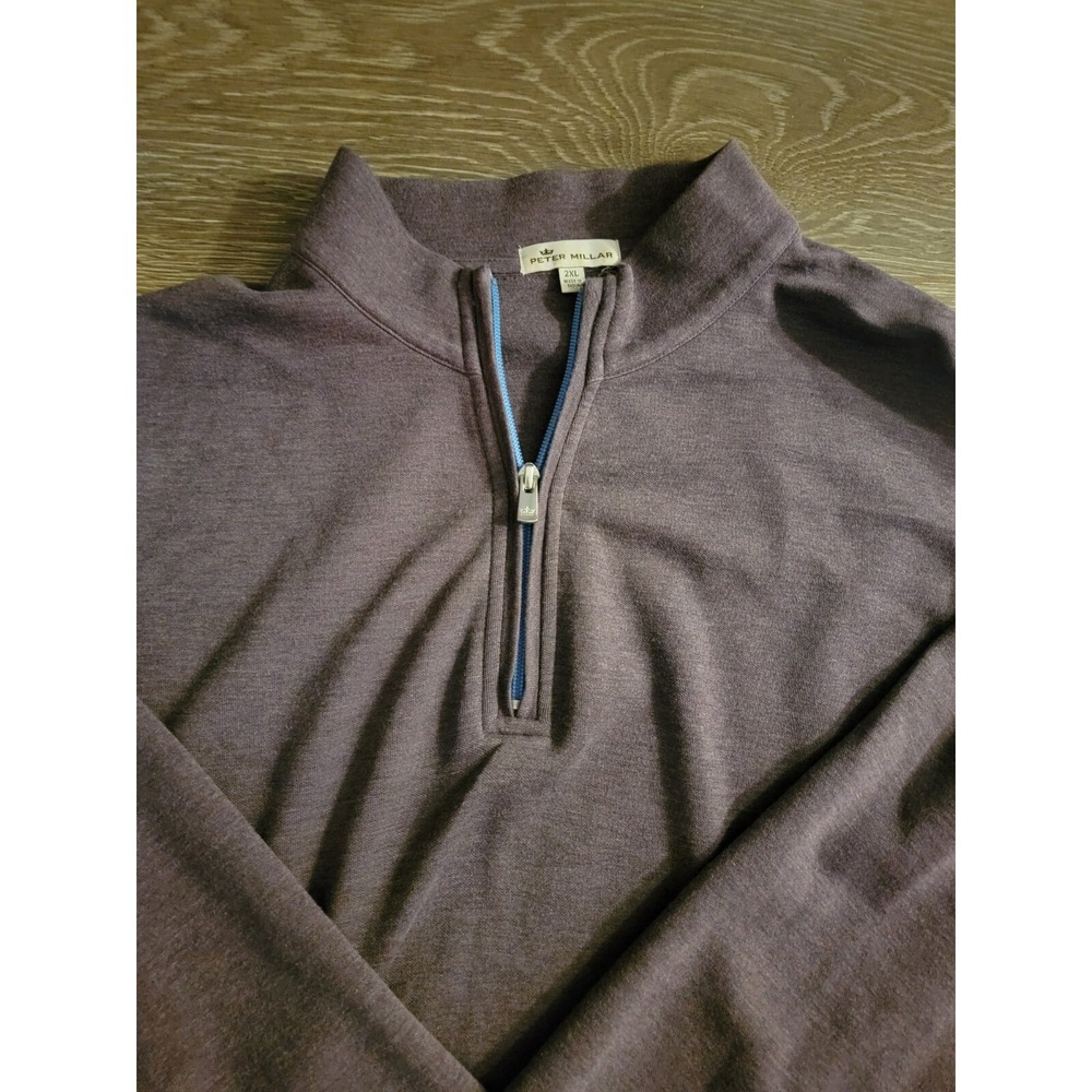 Peter Millar 1/4 Zip Sweater Mens 2XL Purple Pullover Sweater Golf Crown No Logo - Picture 5 of 6